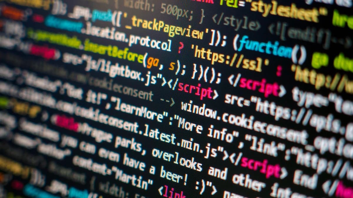 Close view of a computer display showing syntax highlighted programming code, photographed in 2016