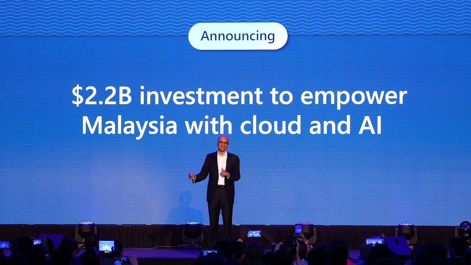 Microsoft CEO Satya Nadella announces a US$2.2 billion Malaysia cloud and AI investment in Kuala Lumpur